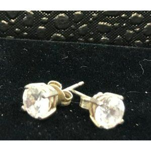 Classic Round CZ White Gold Stud Earrings